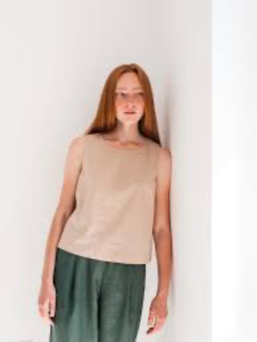 ApuntoB Sleeveless Linen Top – Natural (Size Small) | Made in Italy Minimalist